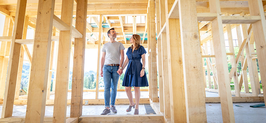 Couple going through their new home construction